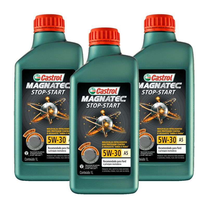 Kit-3-Oleo-De-Motor-Sintetico-5w30-Sn-A5-Magnatec-Stop-Start-Castrol-1-Litro-|-Furlan-Auto-Pecas