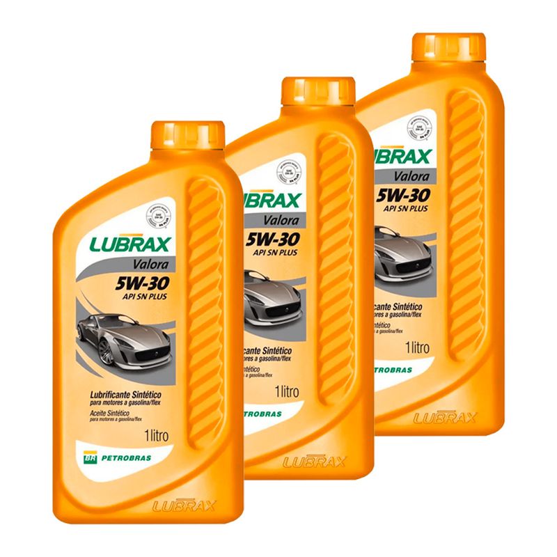 Kit-3-Oleo-Lubrificante-do-Motor-Lubrax-Valora-Plus-5W30-100--Sintetico-1L-Furlan-Auto-Pecas