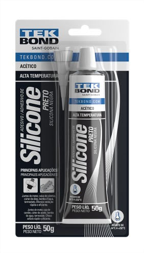 Silicone Acético Alta Temperatura Preto 50g - TekBond
