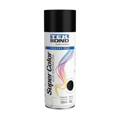 Tinta Spray Preto Fosco (Alta Temperatura) 350ml - TekBond