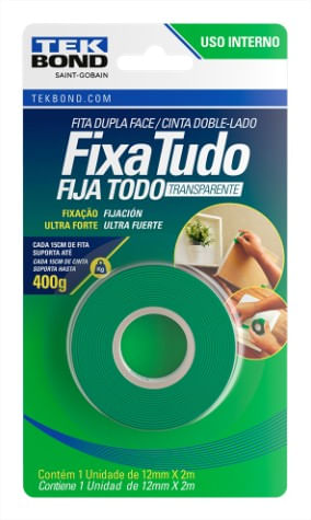 Fita Adesiva Dupla Face 12mmX2mt - TekBond